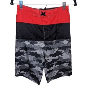 Arizona Jean Co Boys Red & Camo Swim Trunks Size L (14/16)
